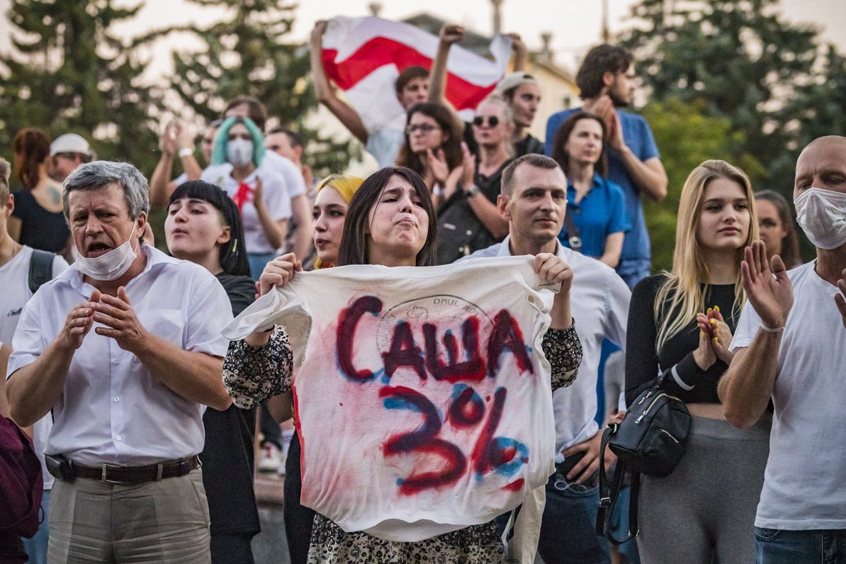 Protestētāji Baltkrievijā. 2020. gada 12. augusts.