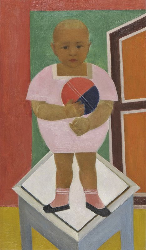 2.	Aleksandra Beļcova. Bērns ar bumbu (Taņa). 1924. Audekls, eļļa. SBM kolekcija