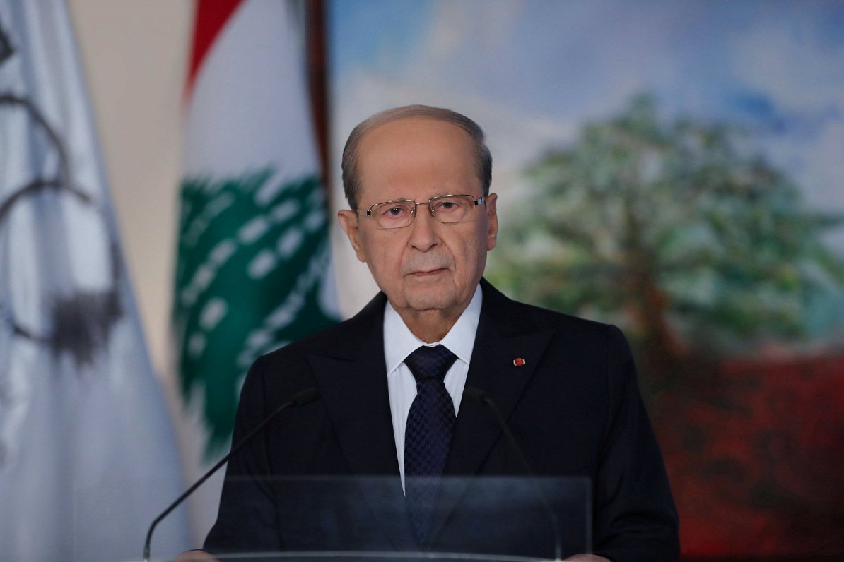 Attēlā Libānas prezidents Mišels Auns, 2020. gada 30. augustā