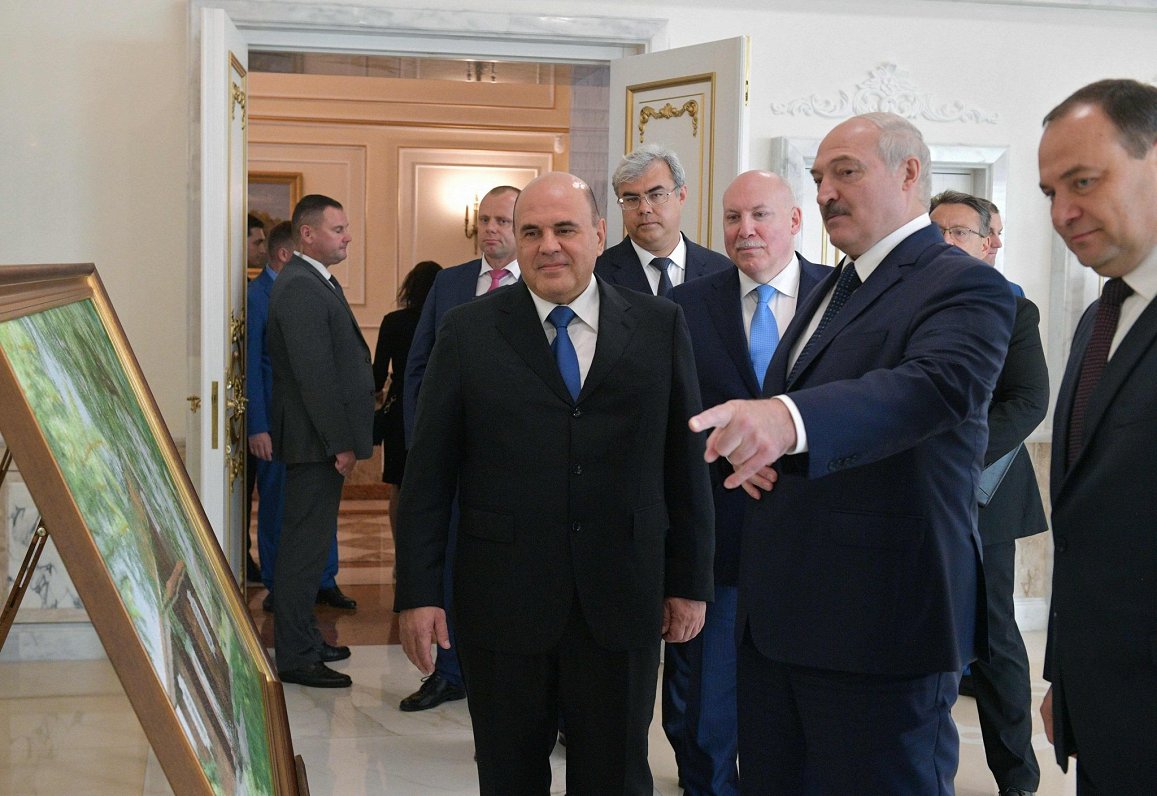 Baltkrievijas prezidenta Aleksandra Lukašenko un Krievijas premjera Mihaila Mišustina tikšanās. 2020...