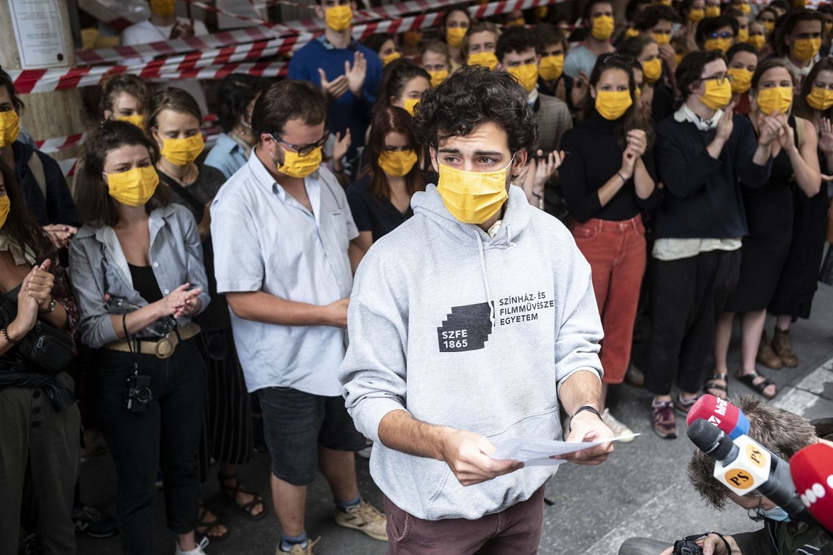 Studentu protesti Budapeštā. 2020. gada septembris.