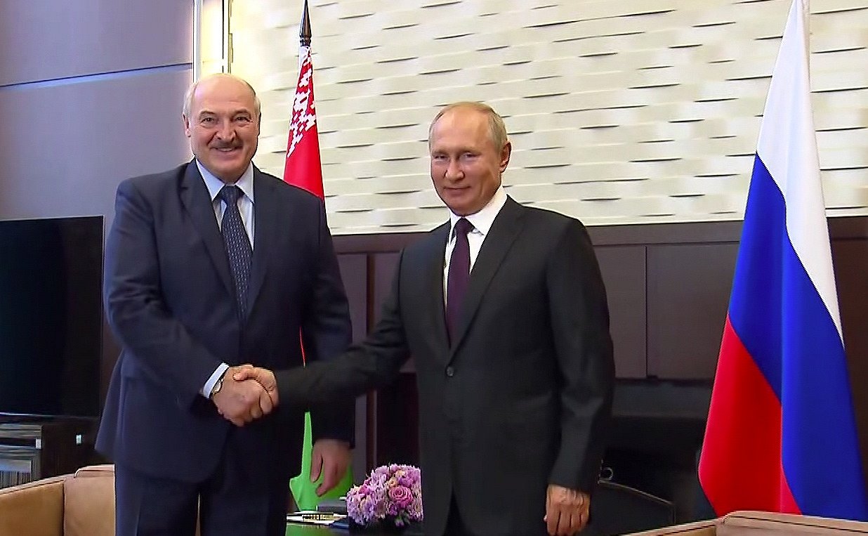 Baltkrievijas prezidents Aleksandrs Lukašenko un Krievijas prezidents Vladimirs Putins (15.09.2020)