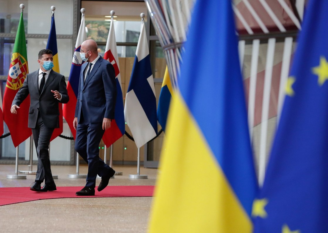 Ukrainas prezidents Volodimirs Zelenskis Briselē. 2020. gada 6. oktobris.