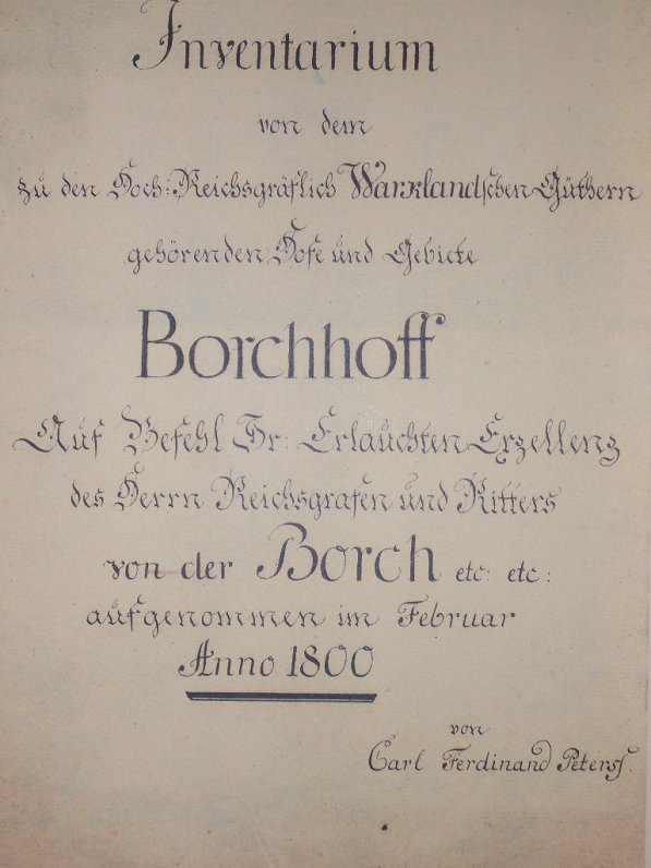 Barkavas  muižas inventarizācijas akta titullapa, 1800. gads. Rokraksts, vācu un poļu valodā: “Augst...
