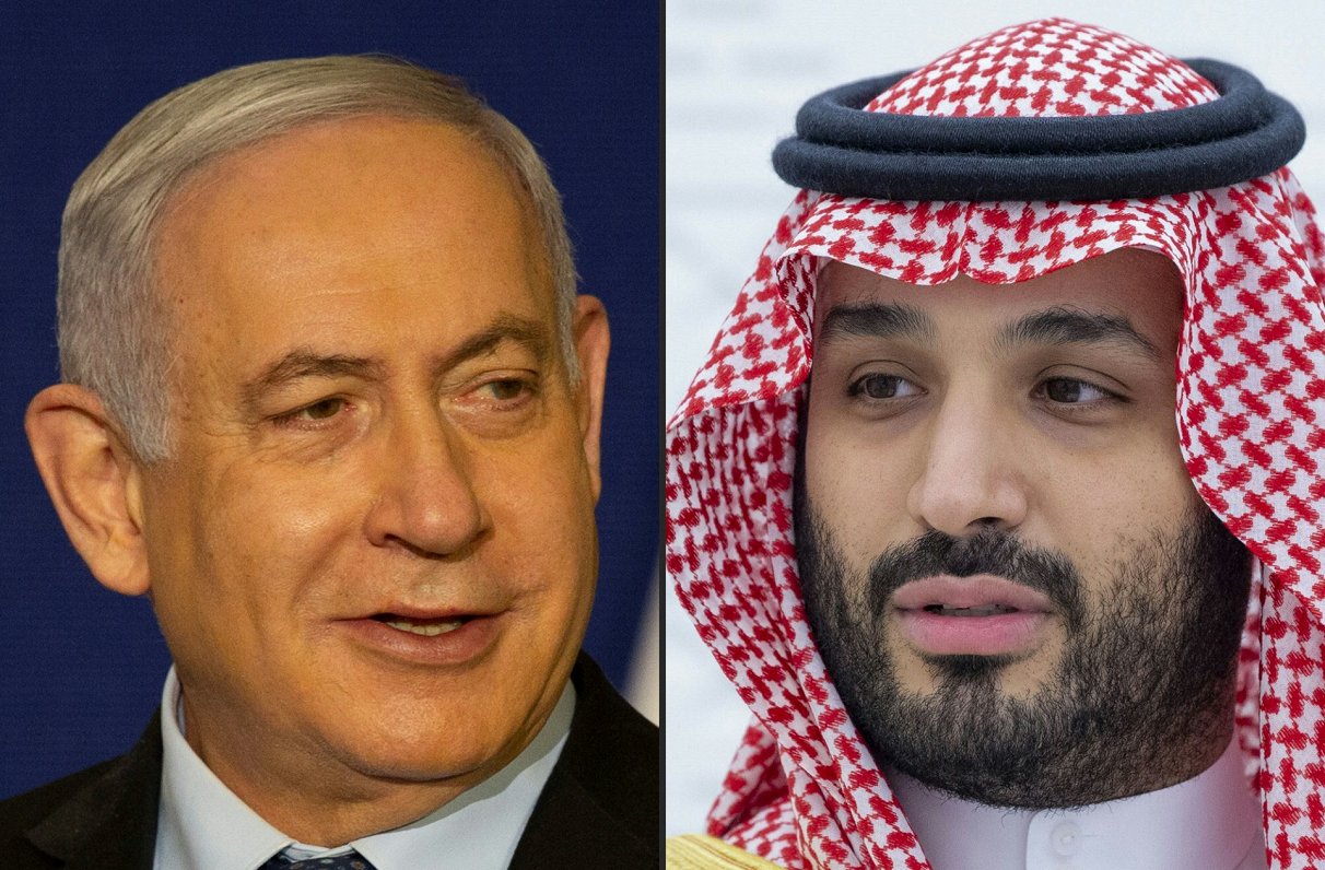 Izraēlas premjerminists Benjamins Netanjahu un Saūda Arābijas kroņprincis Muhammeds bin Selmāns