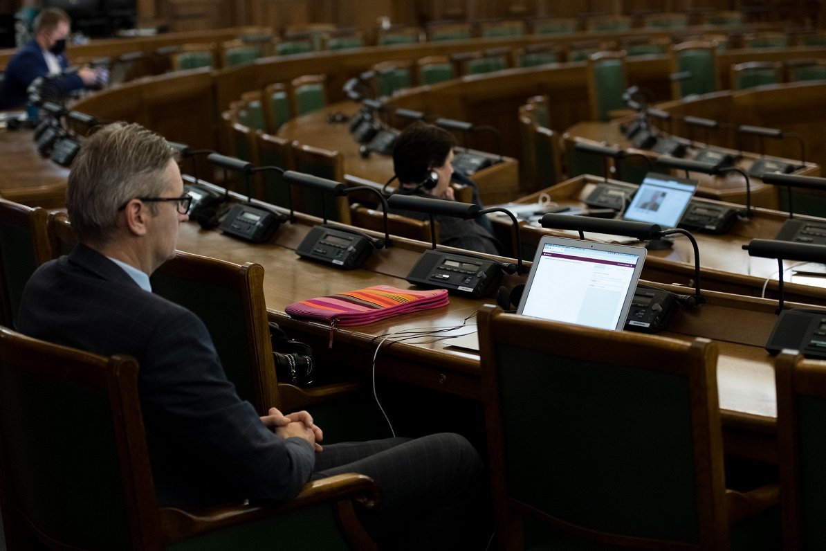 Saeimas Budžeta komisijas priekšsēdētājs Mārtiņš Bondars (“Attīstībai/Par!”) . 2020. gada novembris.