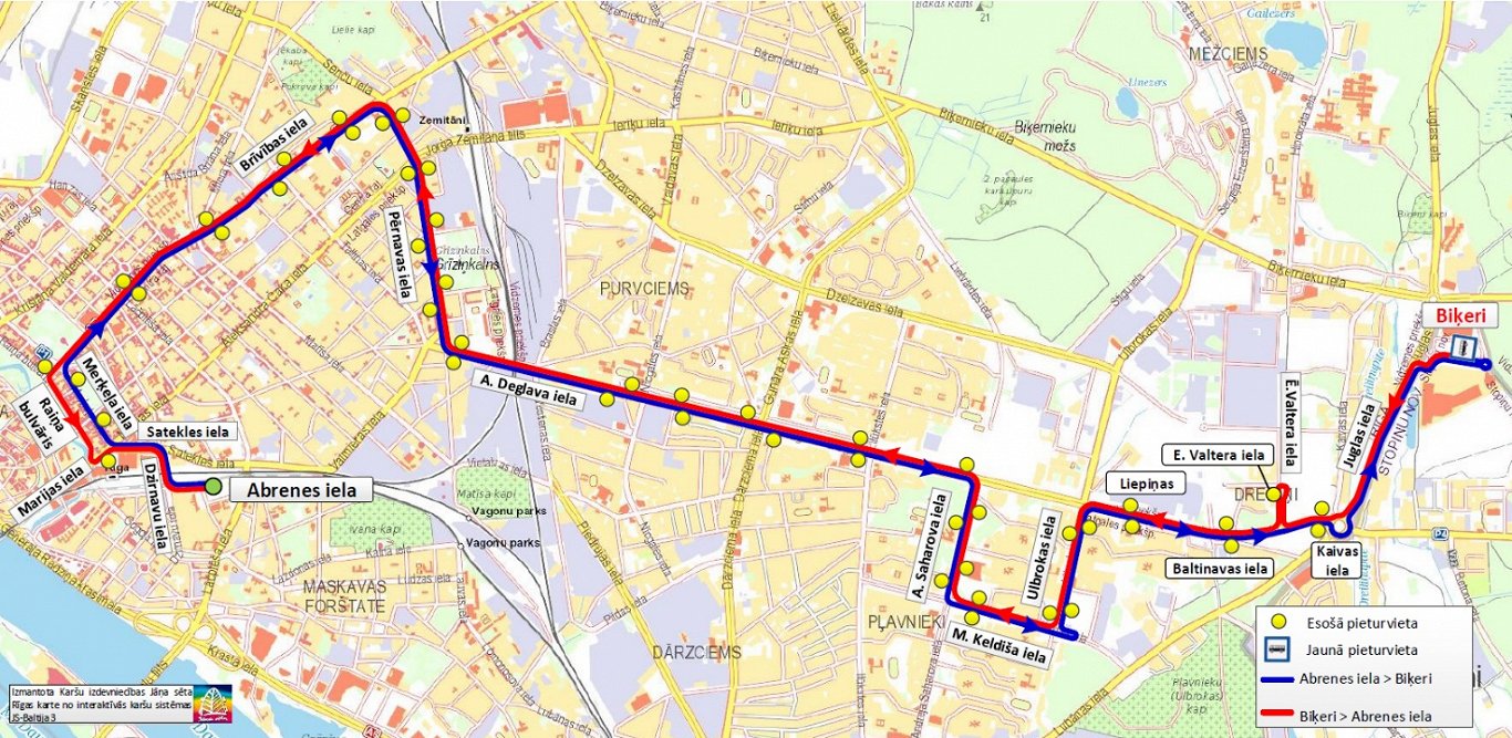 Rīgas satiksmes 6. autobusa maršruts no 7. decembra