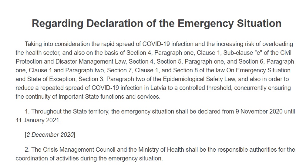 Emergency situation order