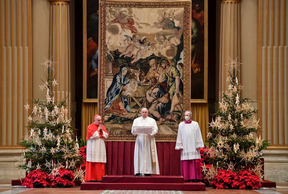 Romas katoļu baznīcas pāvests Francisks Ziemassvētku dienā, 2020.gada 25.decembris