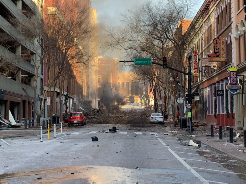 ASV pilsētā Nešvilā nograndis sprādziens, 25.12.2020.