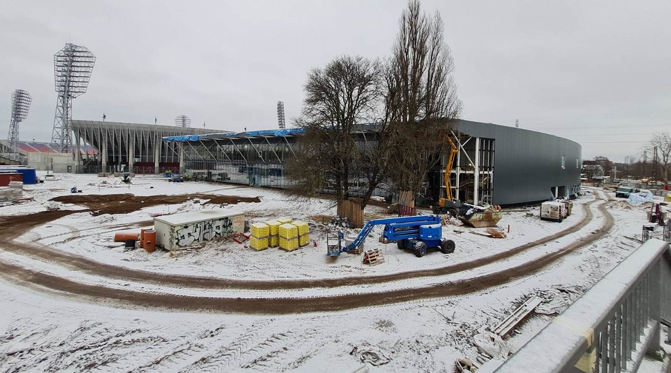 Строящийся холл Daugava в феврале 2021 года.