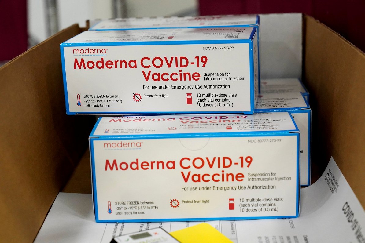 FILE PHOTO: Moderna's COVID-19 vaccine at the McKesson distribution center in Olive Branch, Mississi...