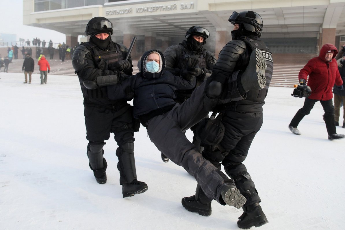 Protests Navaļnija atbalstam Krasnojarskā (31.01.2021.)