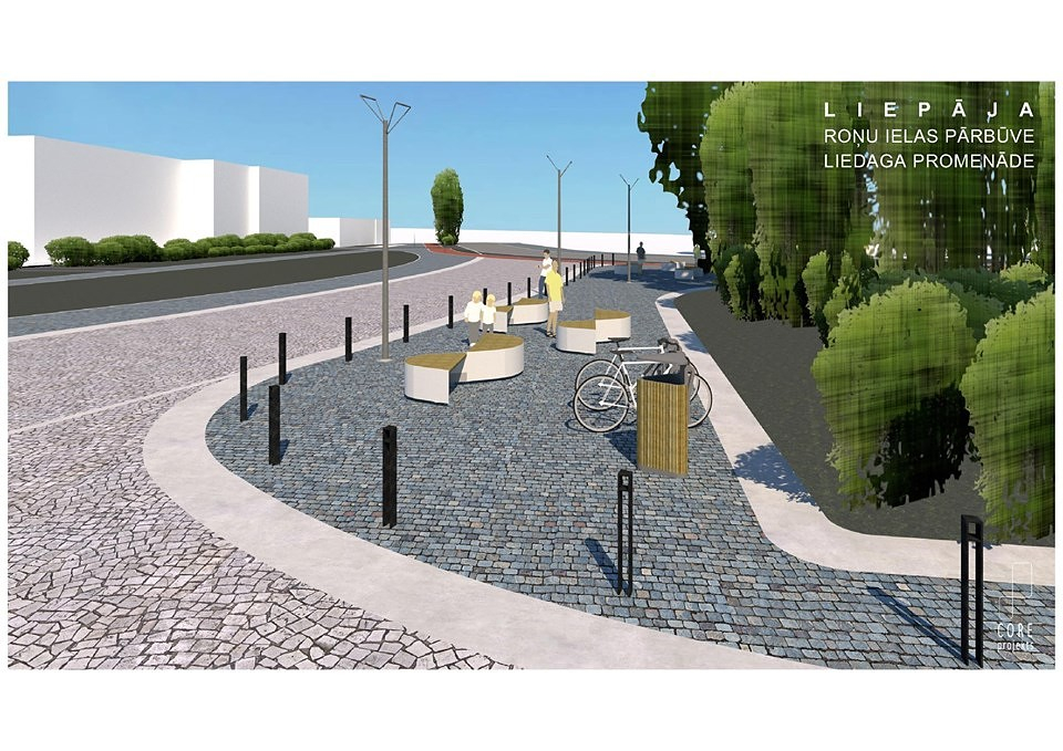 Roņu ielas pārbūve Liepājā - promenādes izbūves vizualizācija