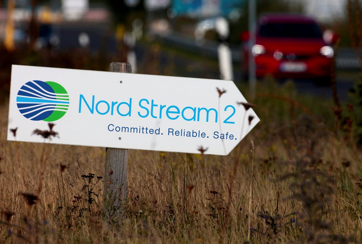 Ceļa norāde pie viena no &quot;Nord Stream 2&quot; objektiem