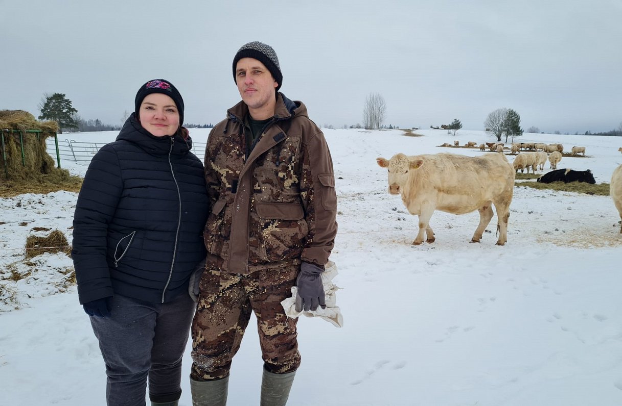 Gaļas liellopu audzētāji Ginta un Ivo Tammes Druvienas pagastā