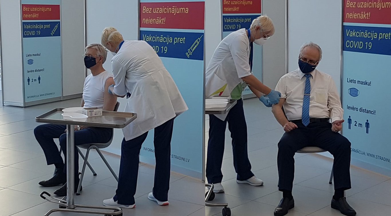 Latvijas prezidents un premjerministrs uzvelk piedurknes vakcinācijai / Article / Eng.lsm.lv