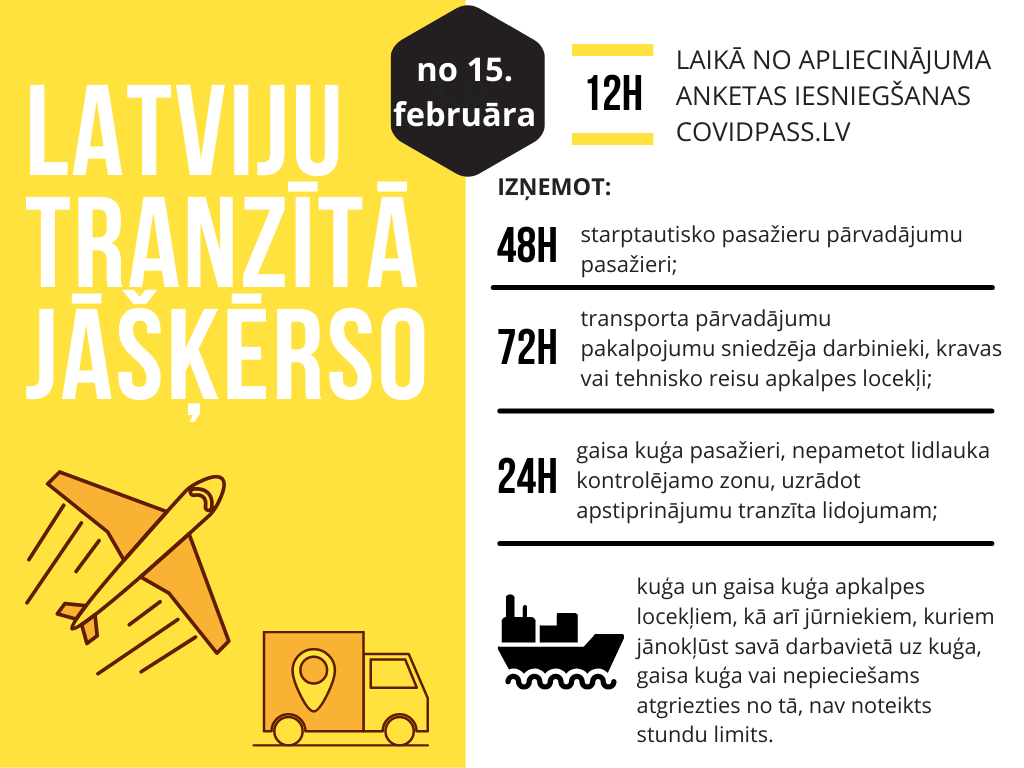 Tranzīta ceļotājiem Latvijā būs noteikts 12 stundu laika ierobežojums / Article / Eng.lsm.lv