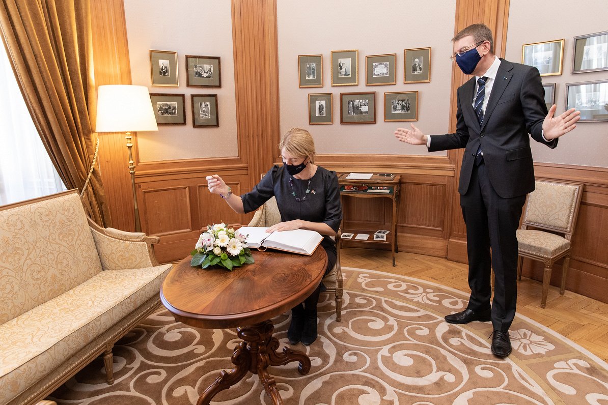 Igaunijas jaunā ārlietu ministre Eva Marija Līmetsa viesojas Latvijā. 2021. gada 17. februāris.