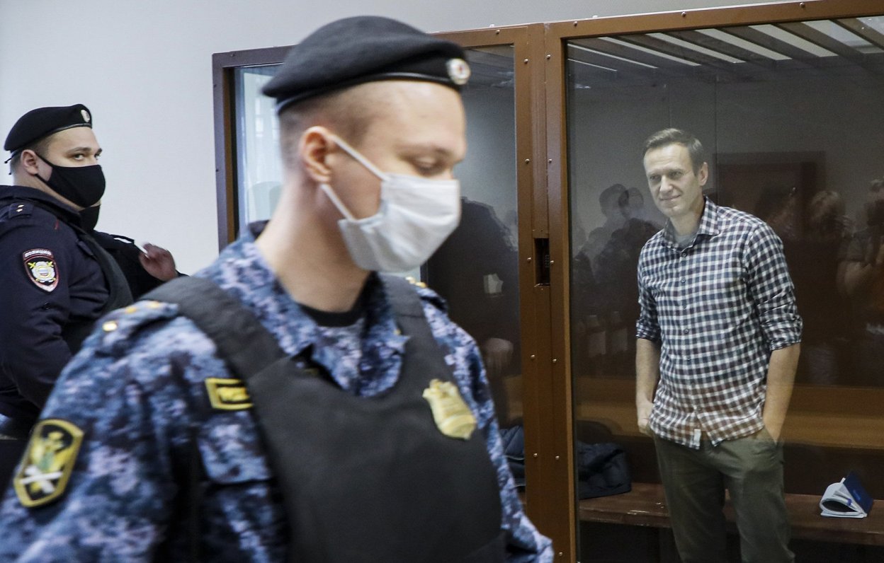 Krievijas opozīcijas politiķis Aleksejs Navaļnijs tiesā Maskavā, 20.02.2021.