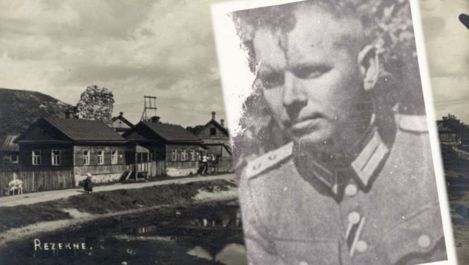 Attēlā Boļeslavs Maikovskis un skats uz Rēzekni 1940. gadu sākums