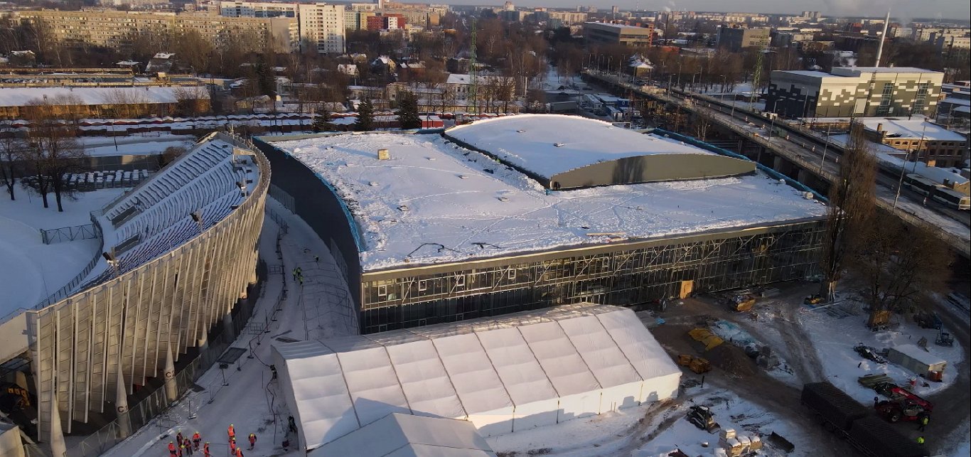 Строительство ледового холла на стадионе «Даугава»