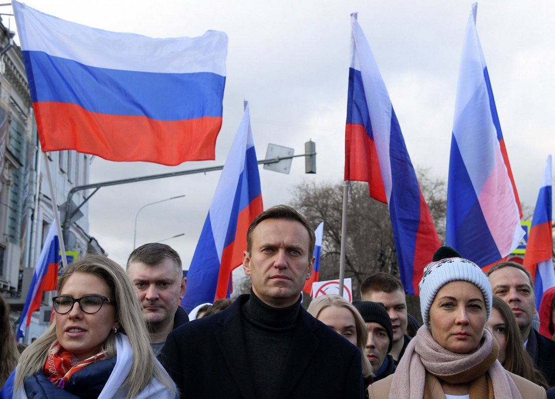 Krievijas opozīcijas līderis Aleksejs Navaļnijs pagājušogad Ņemcova piemiņas gājienā