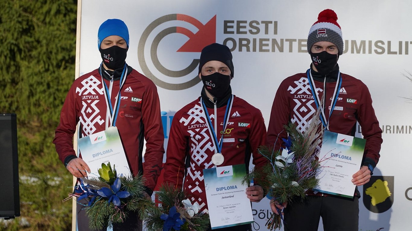 Latvijas jauniešu stafetes komanda Eiropas čempionātā orientēšanās uz slēpēm
