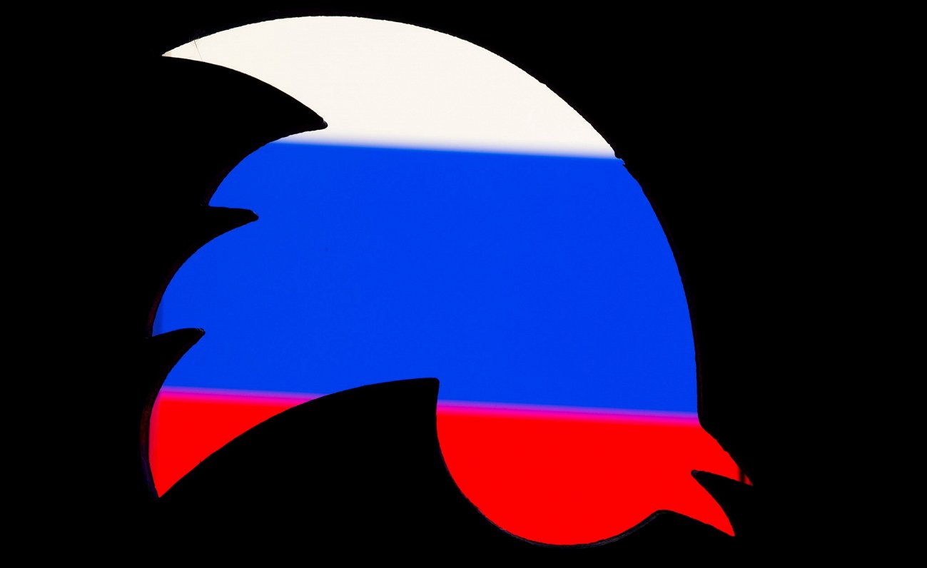 &quot;Twitter&quot; logo Krievijas karoga krāsās