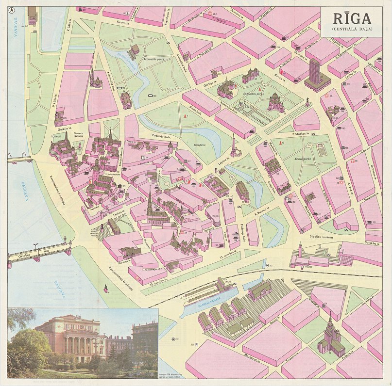 Fragments ar karti no Rīgas tūrisma brošūras (1970. gadu beigas).