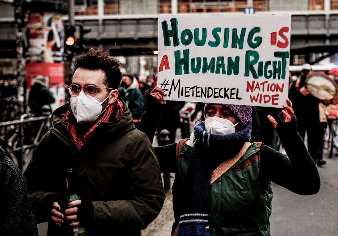 Протест в Берлине в связи с отменой «потолков» арендной платы, весна 2021-го