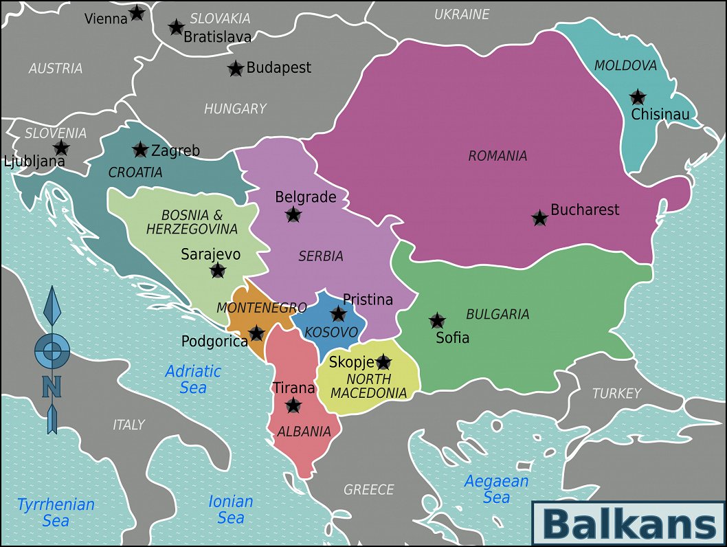Pašlaik spēkā esošā Balkānu karte