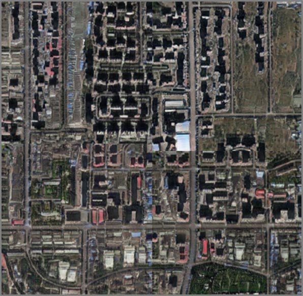 Mākslīgi veidots Takomas pilsētas satelītuzņēmums, kas veidots, izmantojot Pekinas satelītattēlu dat...