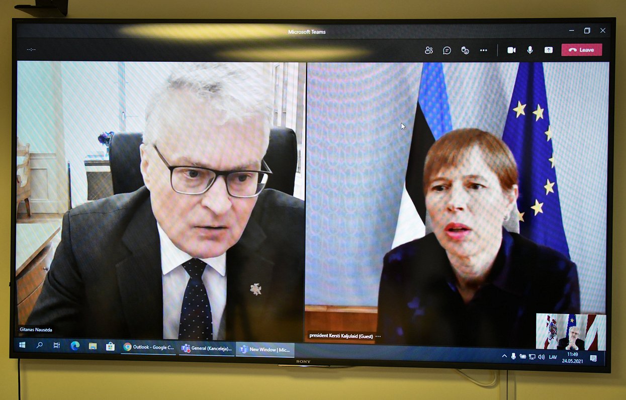 Trīs Baltijas valstu prezidentu videosaruna par situācija saistībā ar Baltkrievijā aizturēto aviokom...