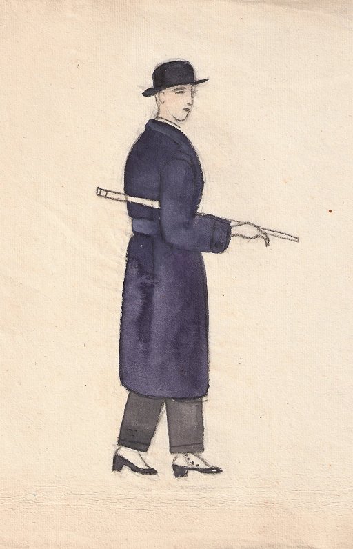 Jāzeps Grosvalds. Vīrietis zilā mētelī, 1911