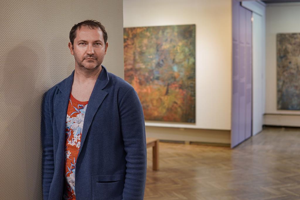 Māris Čačka, artist at opening of solo show in Daugavpils