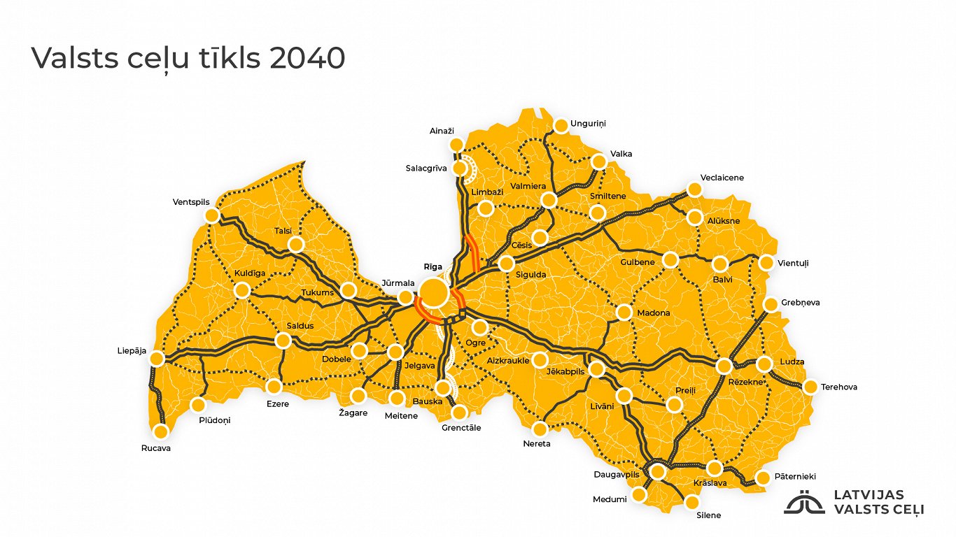 Latvian high-speed road network plan for 2040
