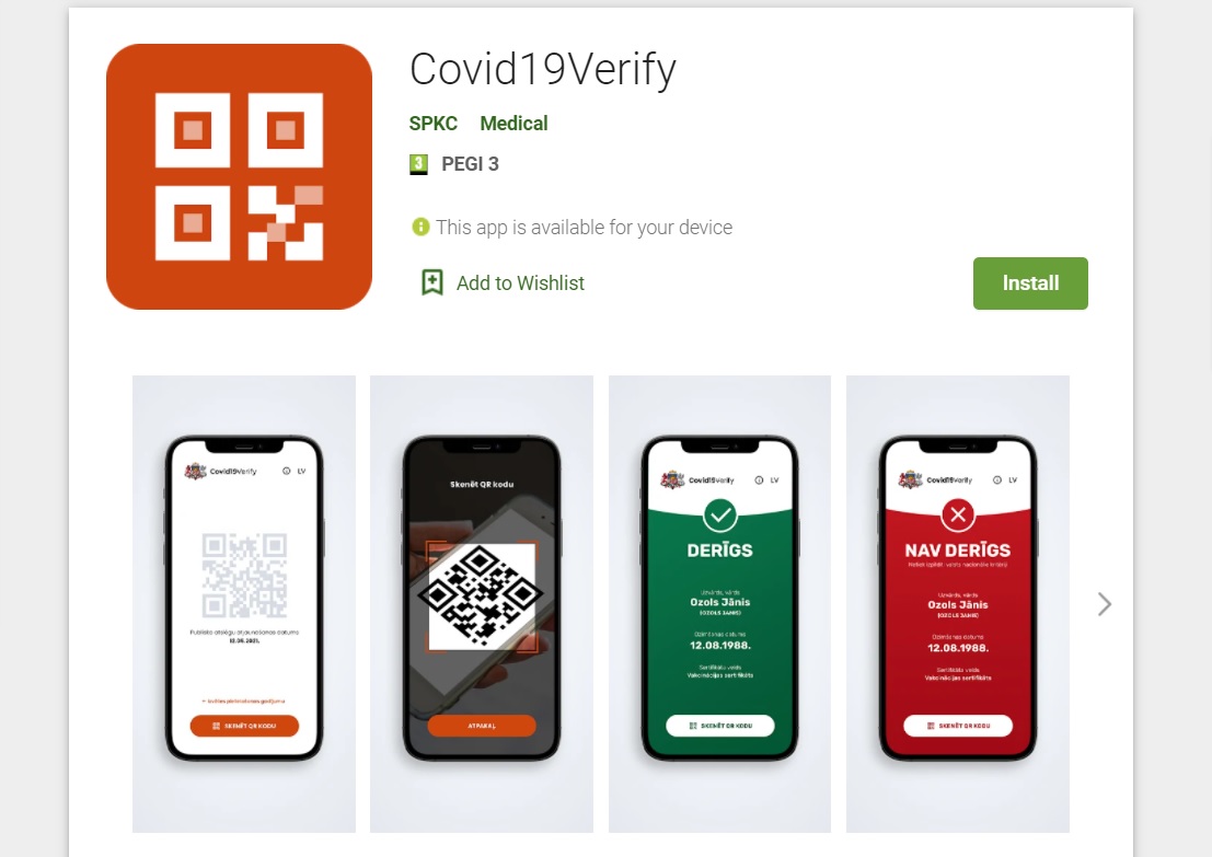 Covid status verification app for Android