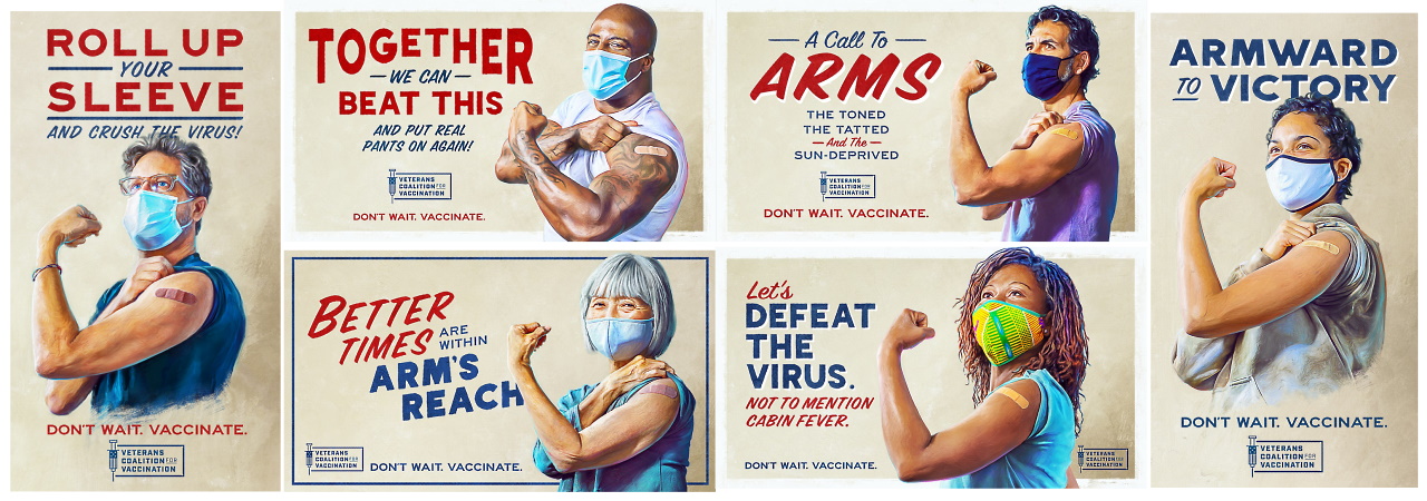 Плакаты Коалиции ветеранов за вакцинацию (США).