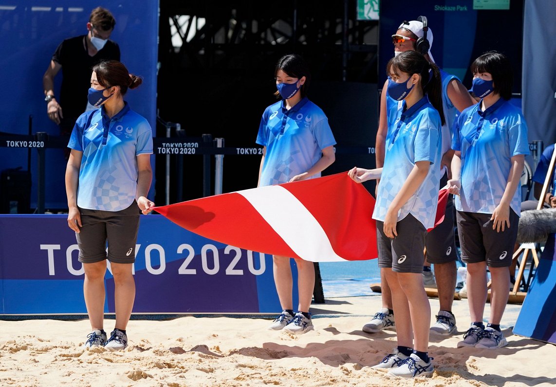Olimpiskais pusfināls pludmales volejbolā Latvija - Austrālija