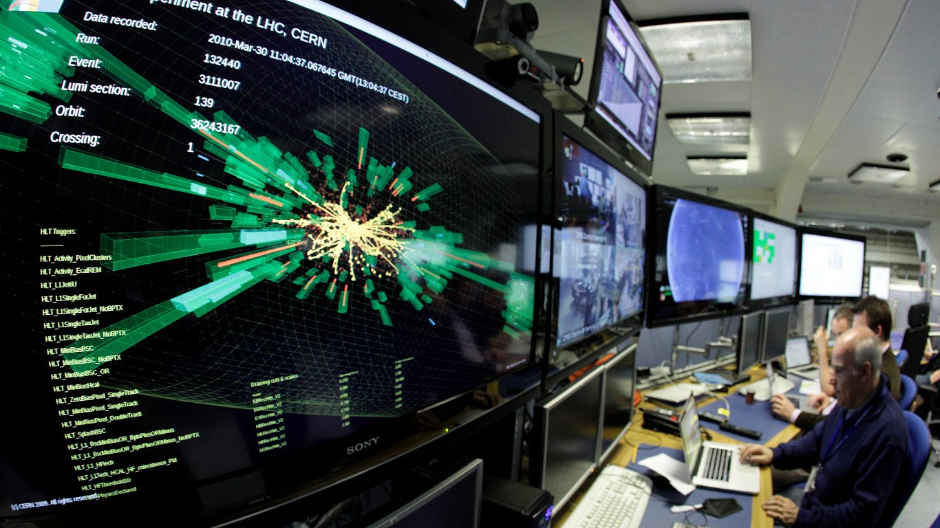 Vadības centrs CERN laboratorijā Šveicē