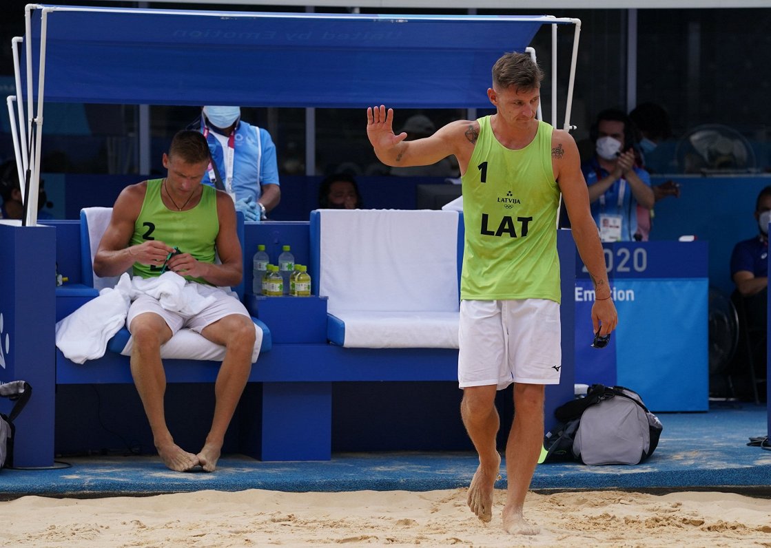 Эдгар Точс (слева) и Мартиньш Плявиньш на Олимпиаде в Токио