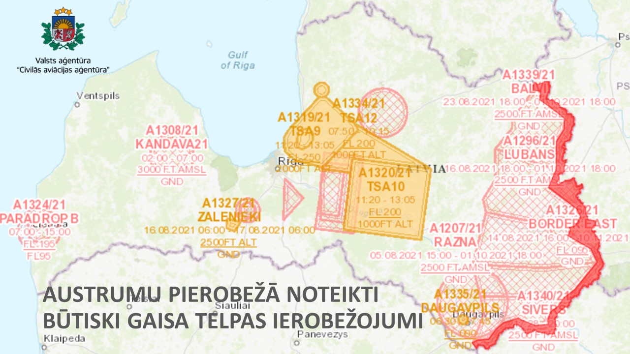 Gaisa telpas ierobežojumi virs Latvijas austrumu robežas / pants