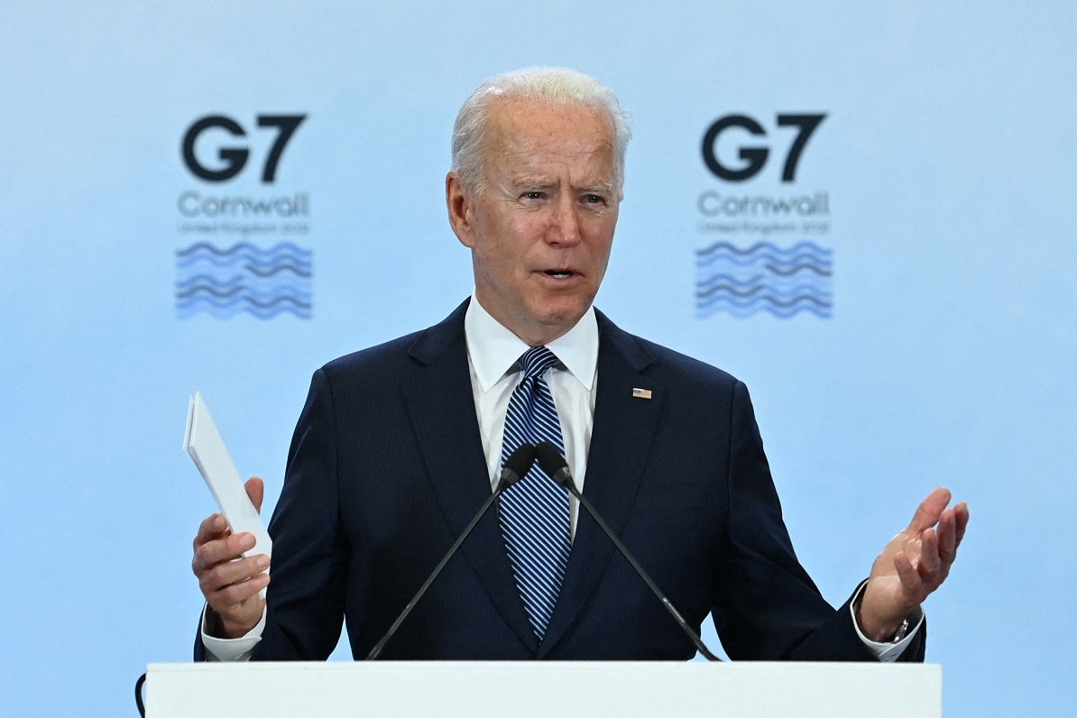 ASV prezidents Džo Baidens uzstājas G7 preses konferencē. 2021. gada jūnijs.