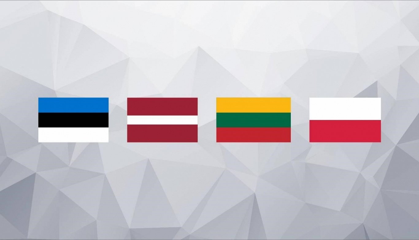 Flags of Estonia, Latvia, Lithuania and Poland