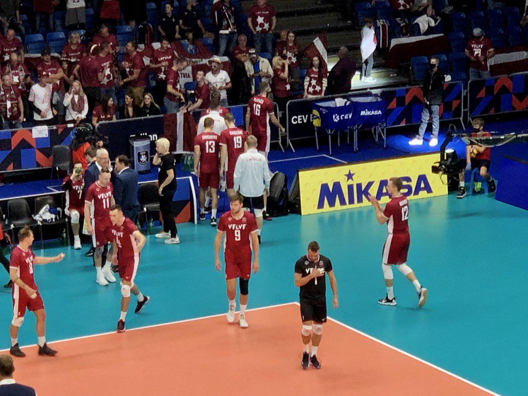 Latvijas un Horvātijas volejbola spēle Eiropas čempionātā