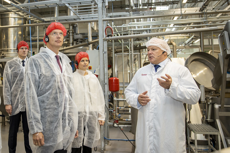 PM Krišjānis Kariņš at opening of new Laima production facility