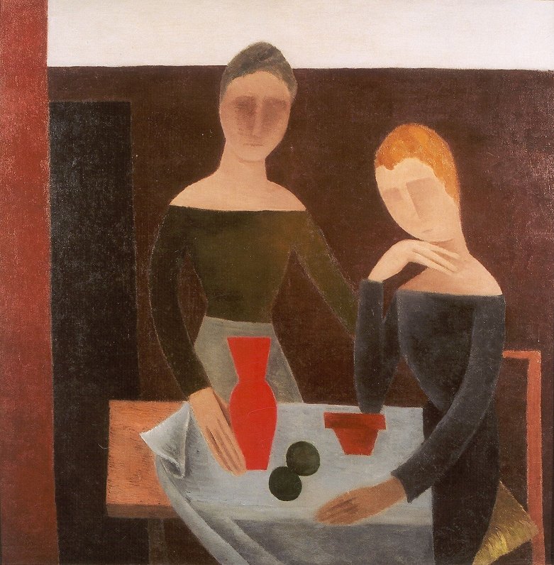 Romans Suta. Divas sievietes pie galda. Ap 1917–1918.