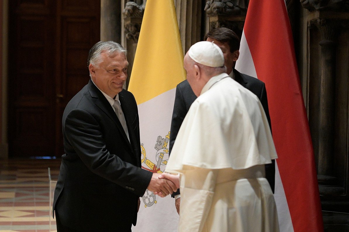 Pāvesta Franciska un Ungārijas premjera tikšanās Budapeštā.