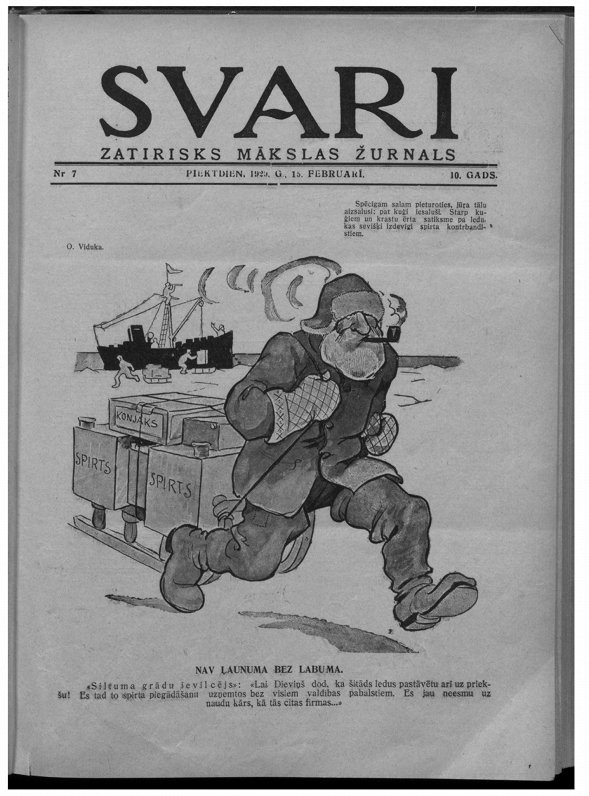 Karikatūra no 1929. žurnāla “Svari” Nr. 7.